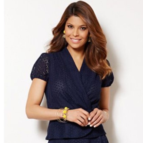 2for$20🔥Eva Mendes | Black Peplum Wrap Top - Picture 7 of 8